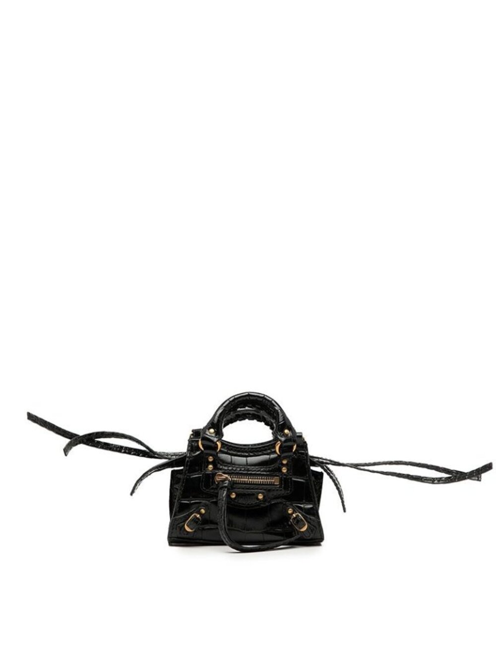 Balenciaga City Neo Classic Supernano Mini 2-Way Shoulder Bag Croco Embossed